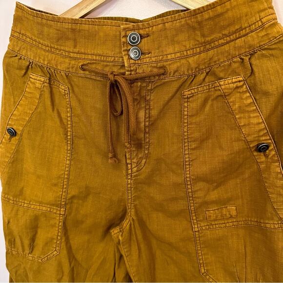 Free People Wide Leg Cotton Cargo Pants Brown Drawstring Waist 6 - Picture 4 of 8